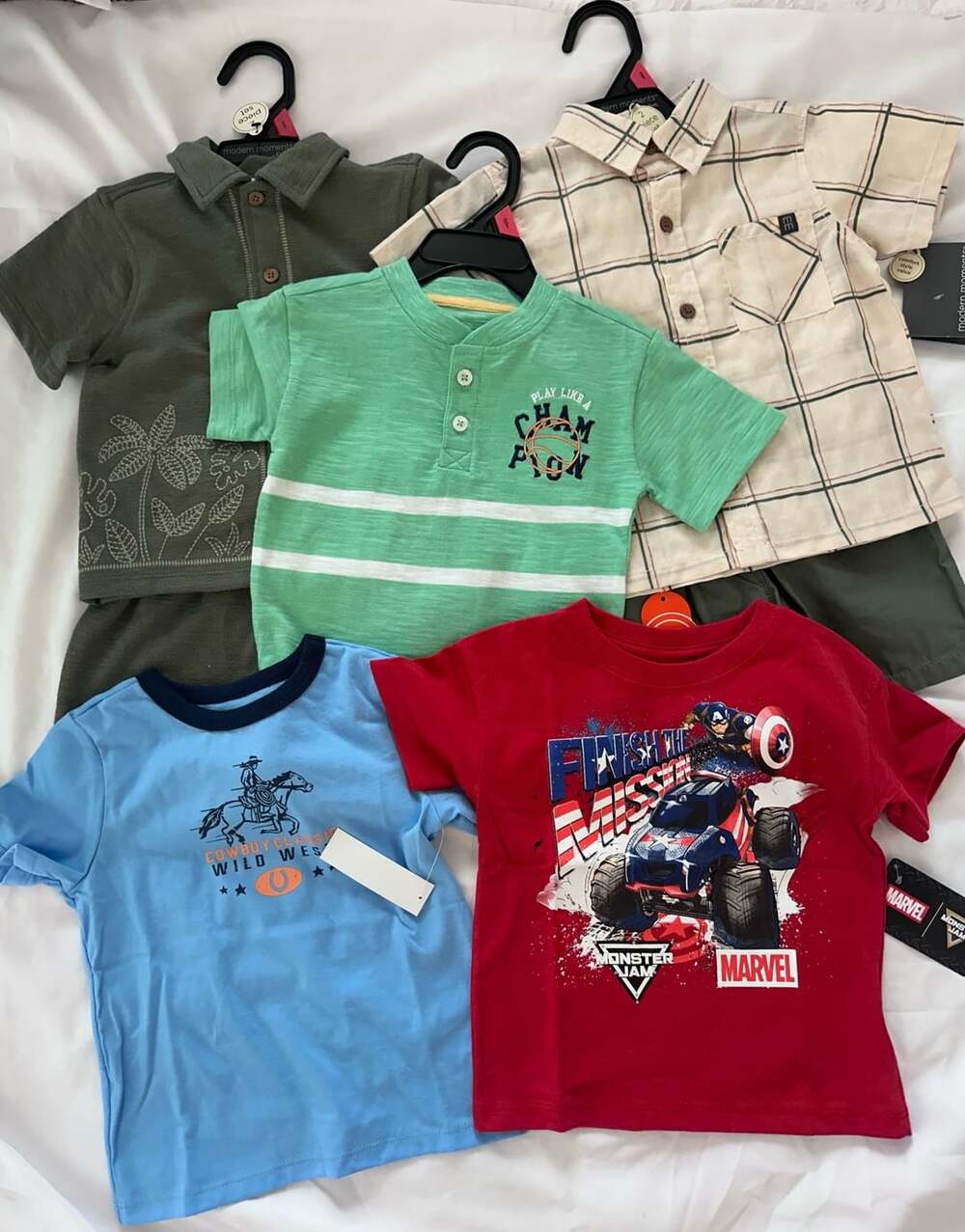 NWT Boys’ 7-Piece Clothing Bundle – Shirts & Matching Short Sets Size 2T #1